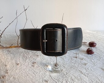 XL Leather Belt Xl Wide Black 5 Cm Wide Belt - Etsy