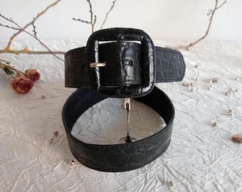 Baelte Kompagniet のワイド ブラック リアル レザー 90 年代