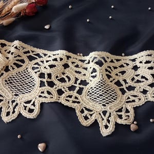 Handgemaakt katoenen kant – Vintage handgemaakte kanten bies – 2,10 m (2,3 yd) lang x 16 cm (6,3") breed.