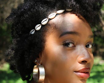 Cowrie Shell Adjustable Headband - Seashell Headband - Natural Hair Accessory - Unisex Headband - Cowry Headband - Gift For Natural Hair