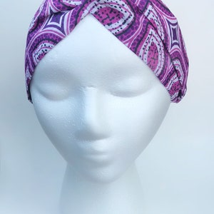 African Print Turban Headband Satin Lined Headband Adjustable Headband Natural Hair Accessory Natural Hair Gift For Women Purple