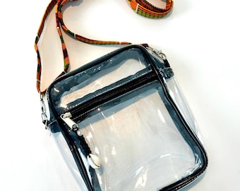 African Print Clear Stadium Crossbody Bag: Boho Chic Travel Handbag