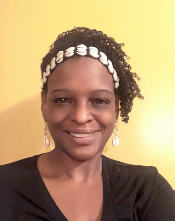 Double Cowrie Shell Adjustable Headband Seashell Headband Etsy