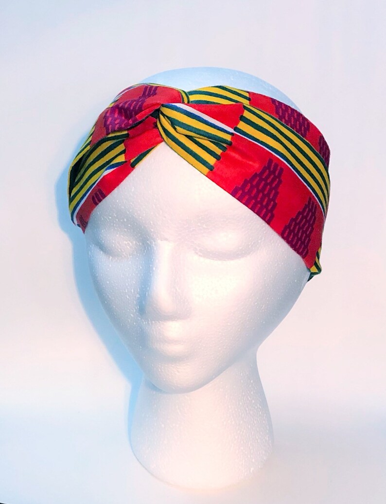 African Print Turban Headband Satin Lined Headband Adjustable Headband Natural Hair Accessory Natural Hair Gift For Women Red