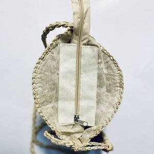 Cowrie Shell Rattan Woven Handbag Round Cross Body Handbag Long Strap Purse Cowry Hand Altered Tassel Wooden Detail Gift For Women image 4