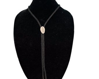 Cowrie Shell Bolo Tie: Hemp Cord Western Necklace