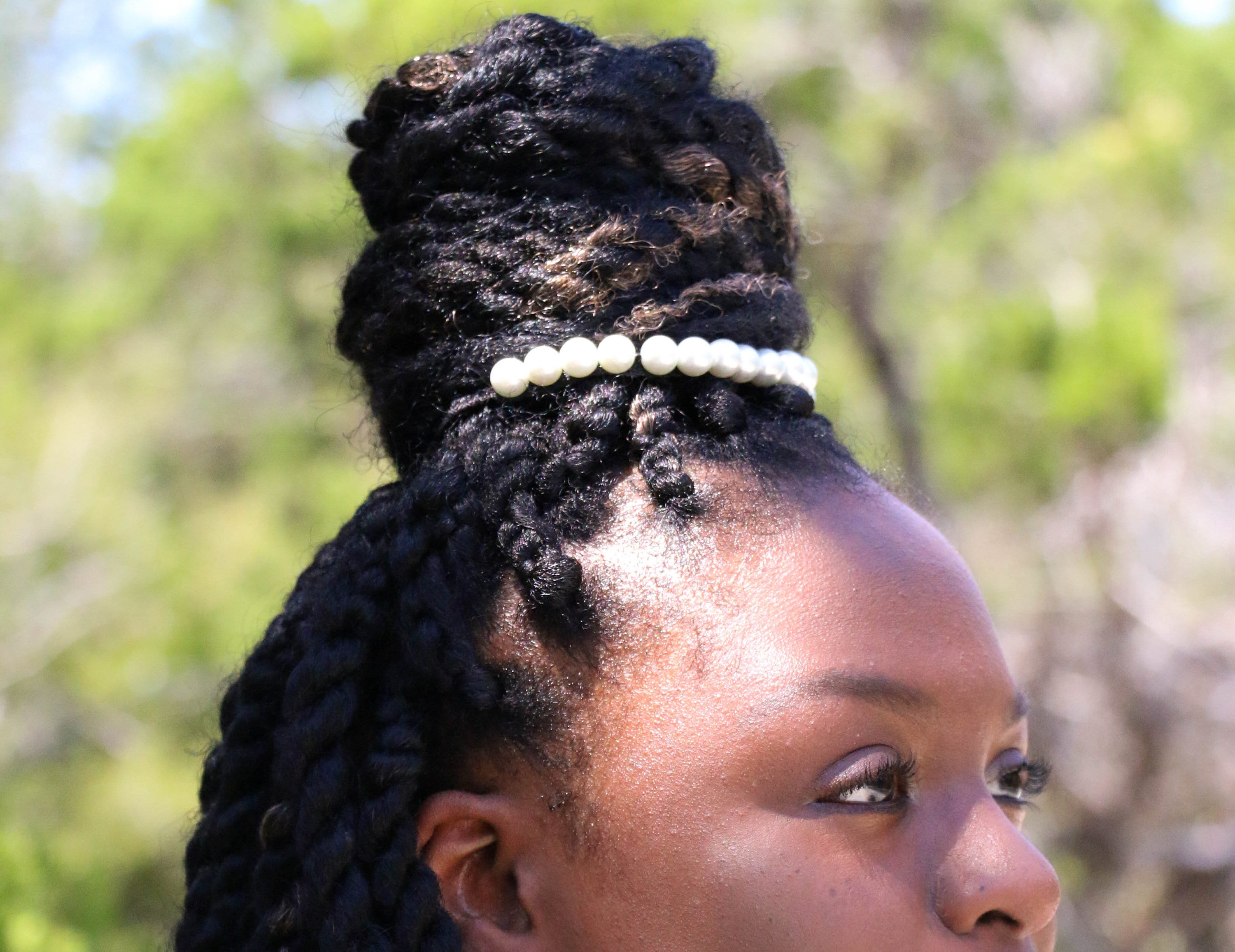 Pearl Afro Puff Holder Natural Hair Accessory Ouchless Band Natural