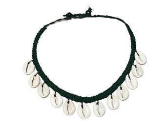 Cowrie Shell Necklace: Hemp Cord Seashell Choker