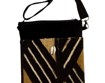 Mudcloth Crossbody Bag: Afrocentric Cowrie Shell Handbag