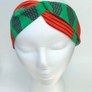 African Print Turban Headband Satin Lined Headband Adjustable Headband Natural Hair Accessory Natural Hair Gift For Women Green