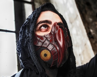 Handmade Cyberpunk Mask, Tengu Larp Costume, Raider Mercenary Mask
