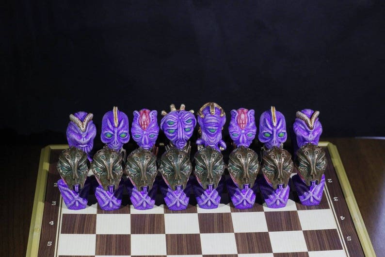Alien Chess Set Checkmate King Queen Bishop Horse Rook Pawn Etsy