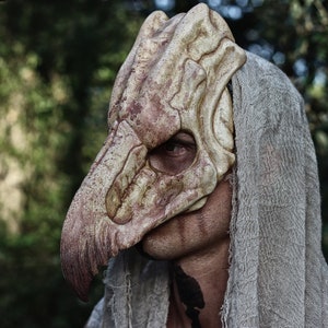 READY TO SHIP griffon skull, half mask, dragon, raven, crow, burning man, larp, druid, shaman, pagan, bird of prey, hunter, tribal, beak