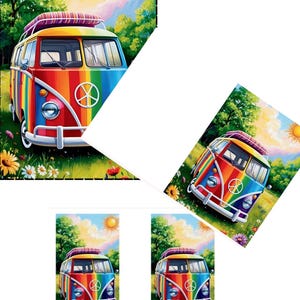 Muestra de papelería hippie imprimible - Mini paquete de la paz con tarjeta, página de cuaderno y etiquetas - PDF digital