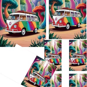 Paquete de papelería imprimible Boho Peace: kit de diario digital hippie, libreta floral retro, tarjeta de felicitación y etiquetas de regalo. Descarga instantánea.