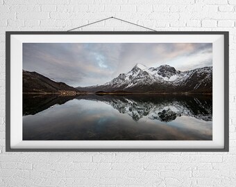Fine Art Photography Print - Landscape, Panorama - Fjord Reflections - Lofoten Islands, Norway