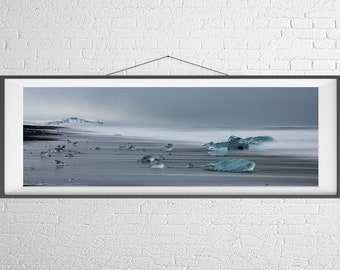 Fine Art Photography Print - Travel, Landscape, Nature, Panorama - Ice Beach - Jokulsarlon, Iceland