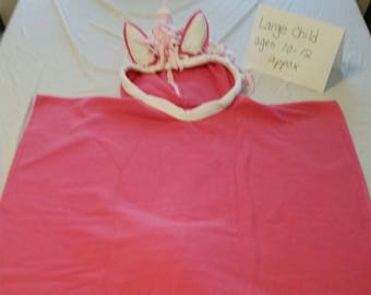 PInk and White unicorn polarfleece poncho