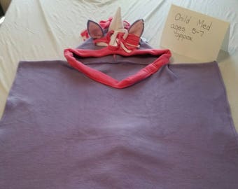 Purple/pink unicorn polarfleece poncho