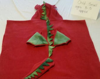 Red and green dragon polarfleece poncho