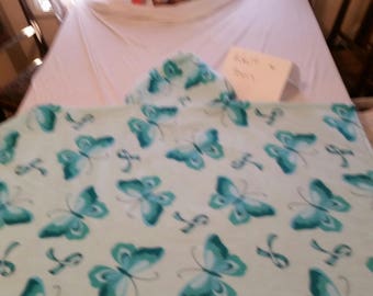 Butterfly and teal ribbon Polarfleece Poncho
