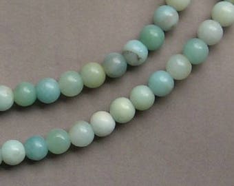 10 pearls AMAZONITE blue beads in stone gemstone, 6 mm diameter