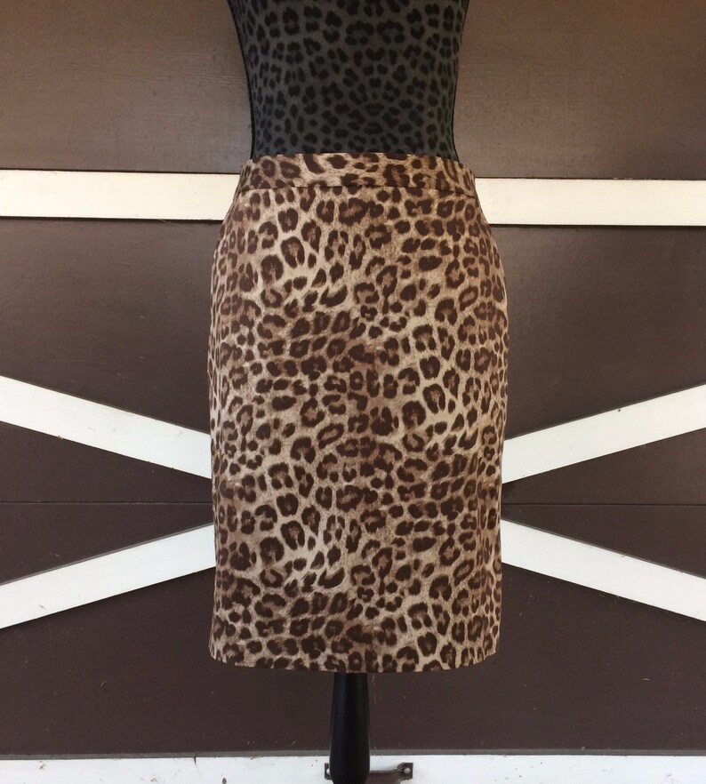Leopard Print Pencil Skirt / Brown & Black Animal Print Skirt image 0