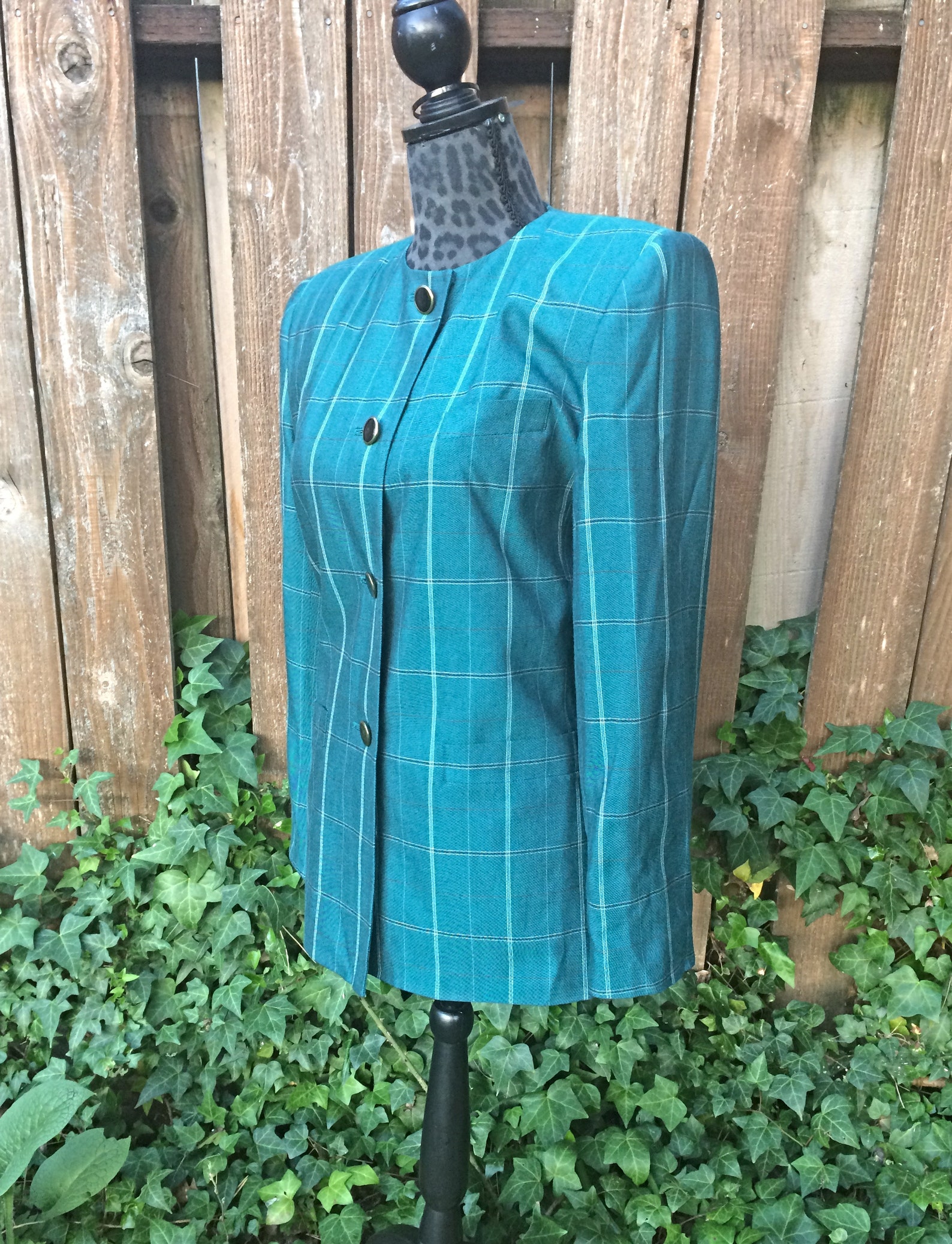 Green Plaid Jacket / Vintage Plaid Jacket / Womens Striped Etsy
