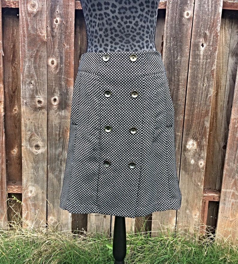 Black and White Argyle Button Front Skirt / Vintage image 0