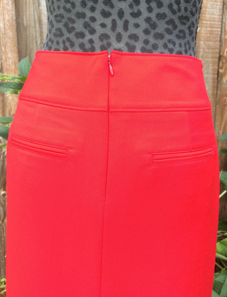 Bright Red Skirt / Red High Waisted Pencil Skirt / Red Office Etsy