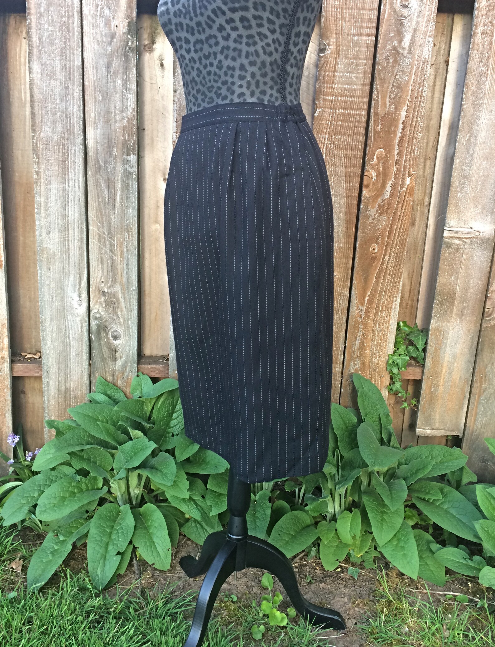 Black Pinstripe Skirt Black and White Pinstripe Skirt Office Etsy