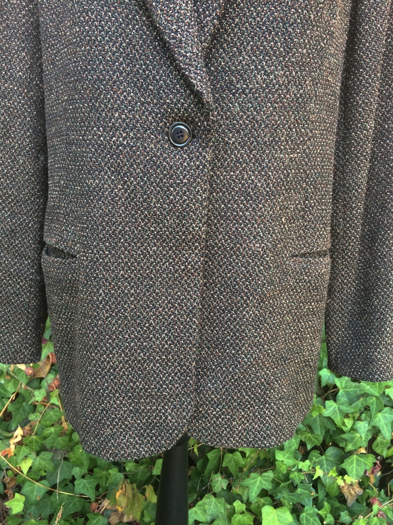Vintage Brown Wool Tweed Blazer / Dark Brown Wool Jacket / Etsy