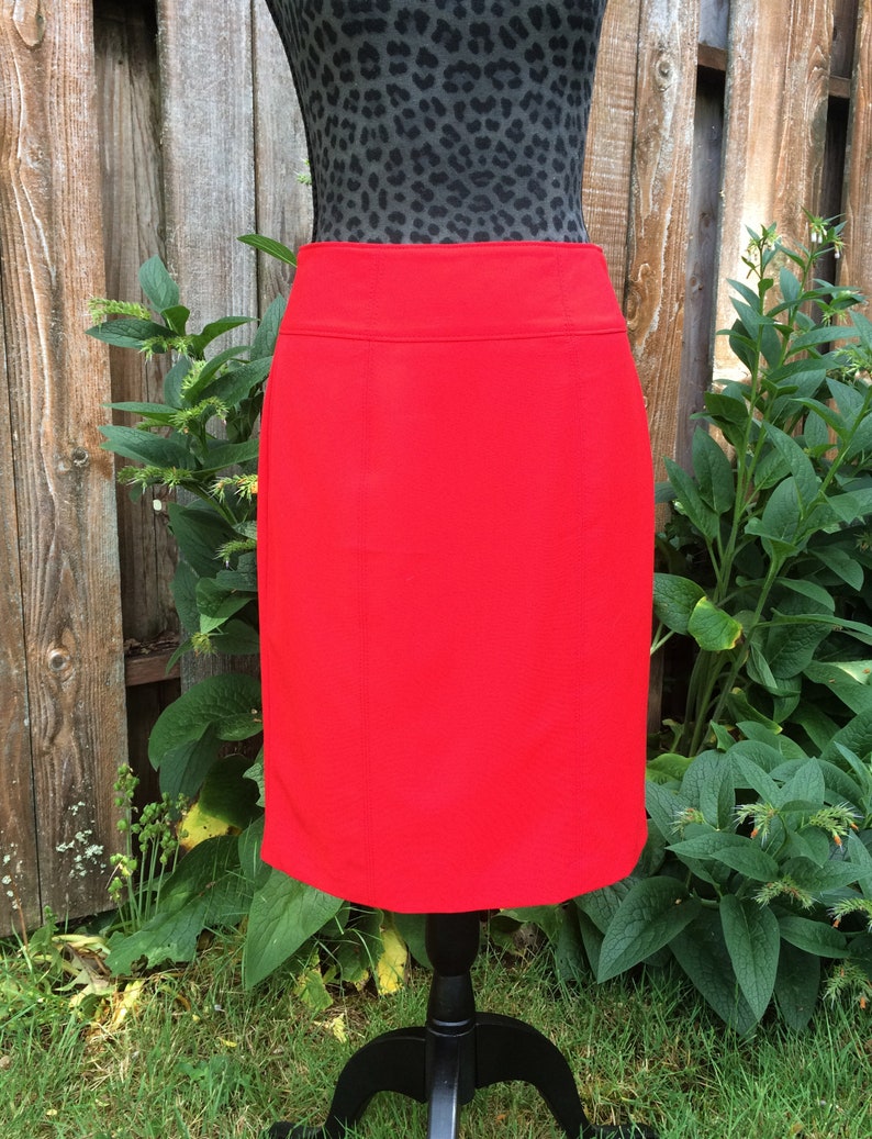 Bright Red Skirt / Red High Waisted Pencil Skirt / Red Office Etsy