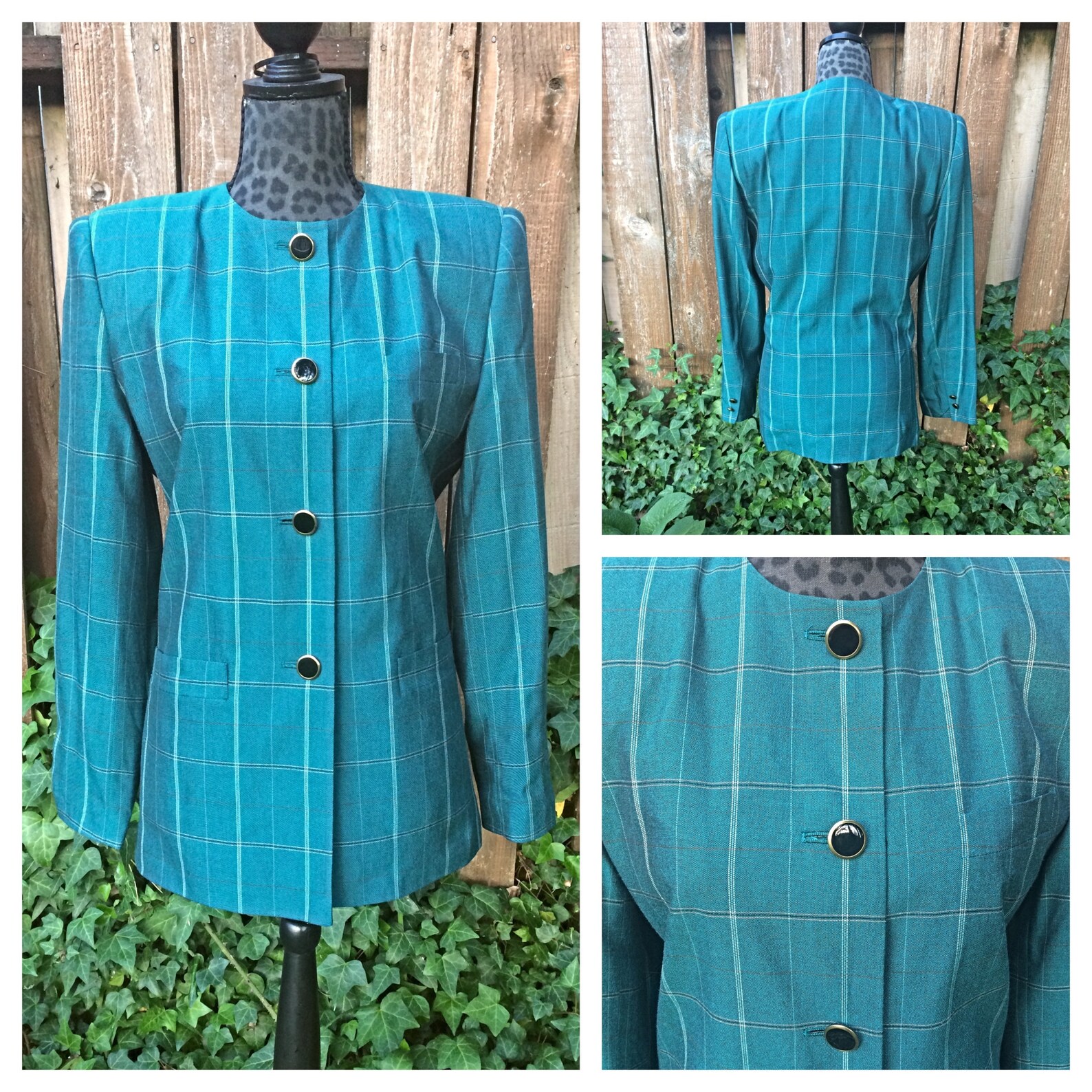 Green Plaid Jacket / Vintage Plaid Jacket / Womens Striped Etsy