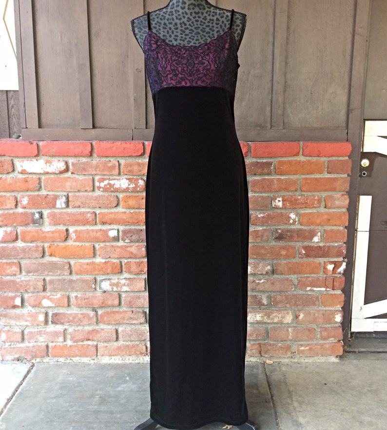 Jessica McClintock Black & Purple Evening Dress / Vintage image 0