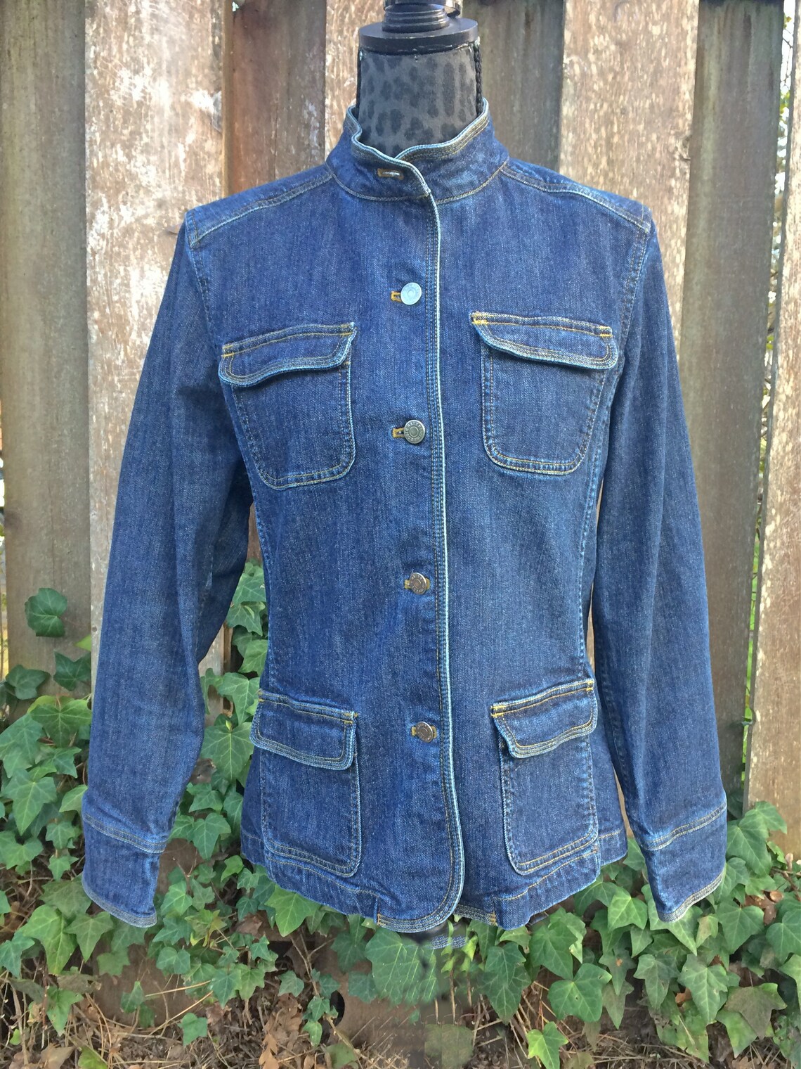 Eddie Bauer Denim Utility Jacket / Dark Blue Denim Utility Etsy