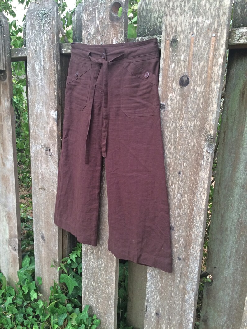 Brown Linen Gaucho Pants / Chocolate Brown Capris / Mocha Etsy