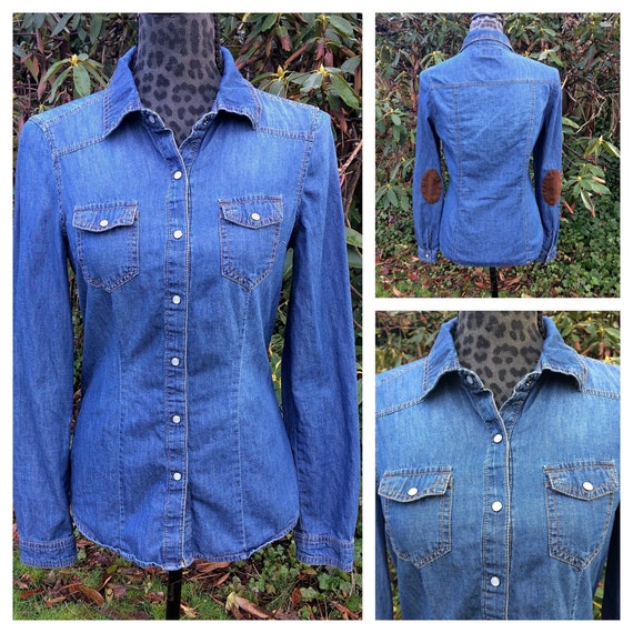 blue jean long sleeve shirt