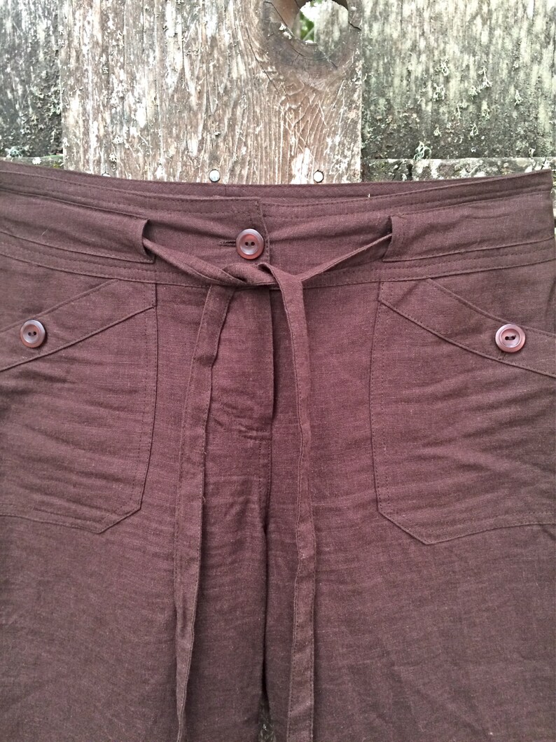 Brown Linen Gaucho Pants / Chocolate Brown Capris / Mocha Etsy