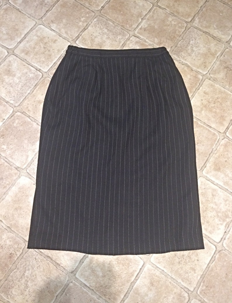 Black Pinstripe Skirt Black and White Pinstripe Skirt Office | Etsy