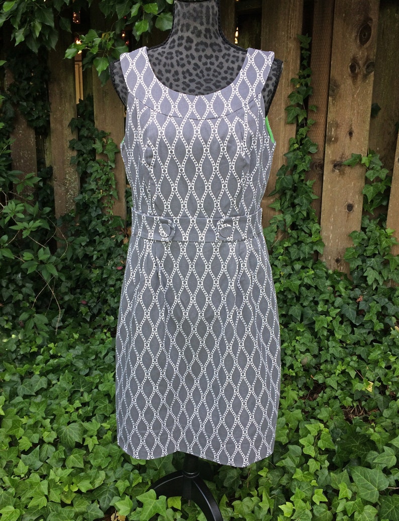Gray and White Sleeveless Dress / Vintage Sleeveless Dress / | Etsy