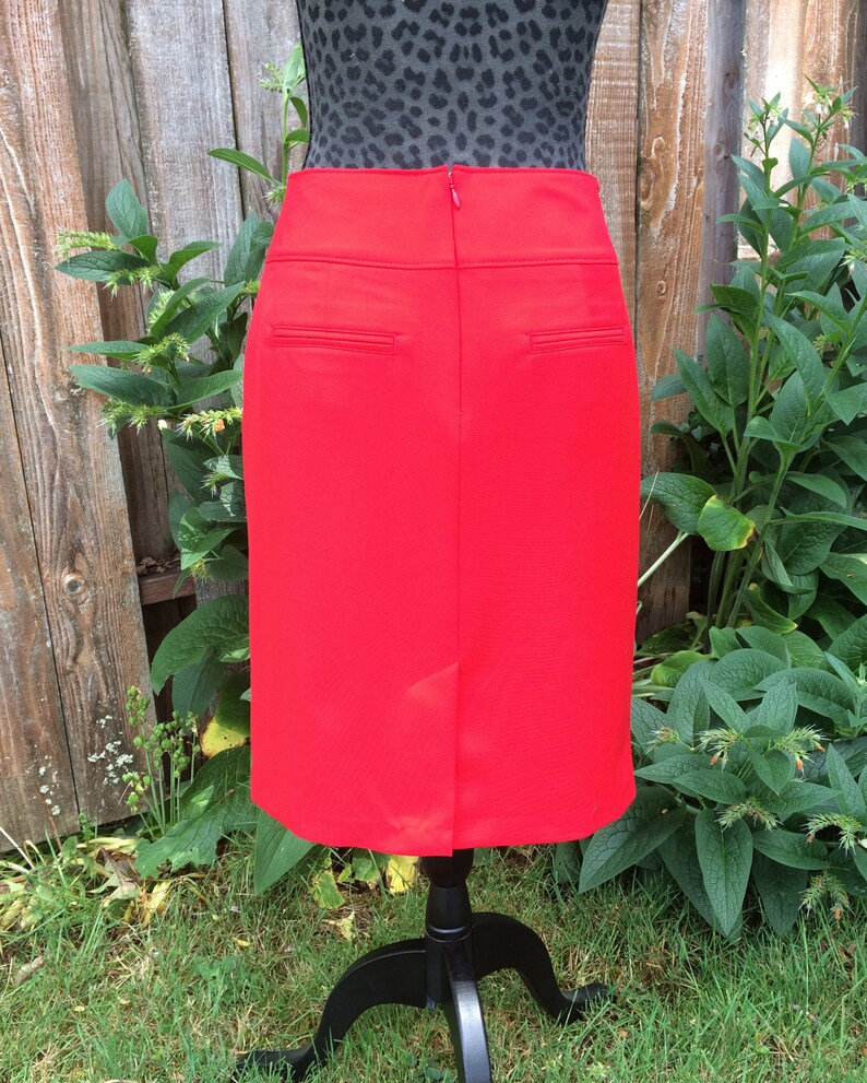 Bright Red Skirt / Red High Waisted Pencil Skirt / Red Office Etsy