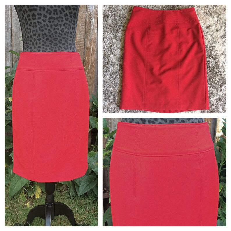 Bright Red Skirt / Red High Waisted Pencil Skirt / Red Office Etsy