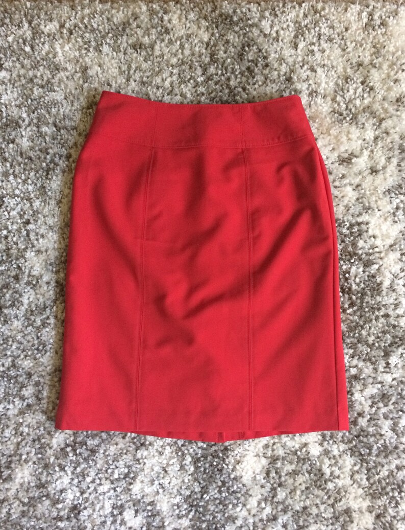 Bright Red Skirt / Red High Waisted Pencil Skirt / Red Office Etsy