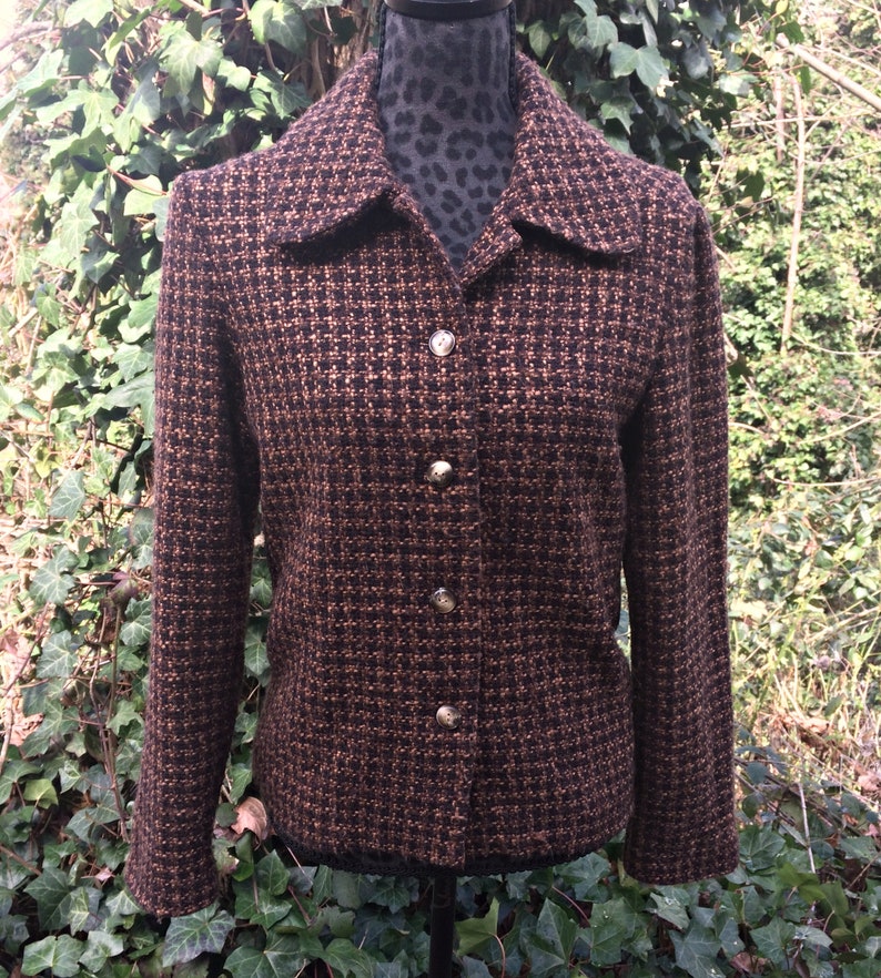 Brown Women's Tweed Coat /  Chocolate Brown Wool Jacket / image 0