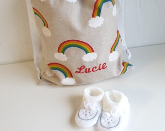 Personalized storage bag/pouch with first name, several fabrics to choose from