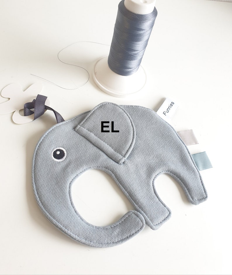 Clip de chupete Doudou, clip de chupete de elefante, personalizable con nombre o iniciales, imagen 5