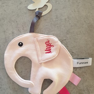 Doudou attache tétine, attache sucette éléphant, personnalisable avec prénom ou initiales, Bild 6