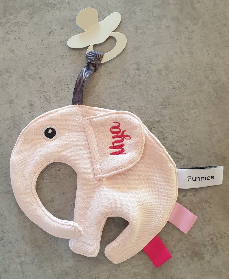 Doudou pacifier clip, elephant pacifier clip, customizable with first name or initials, image 6