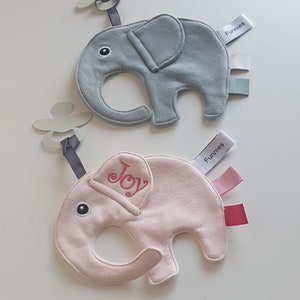 Clip de chupete Doudou, clip de chupete de elefante, personalizable con nombre o iniciales, imagen 3